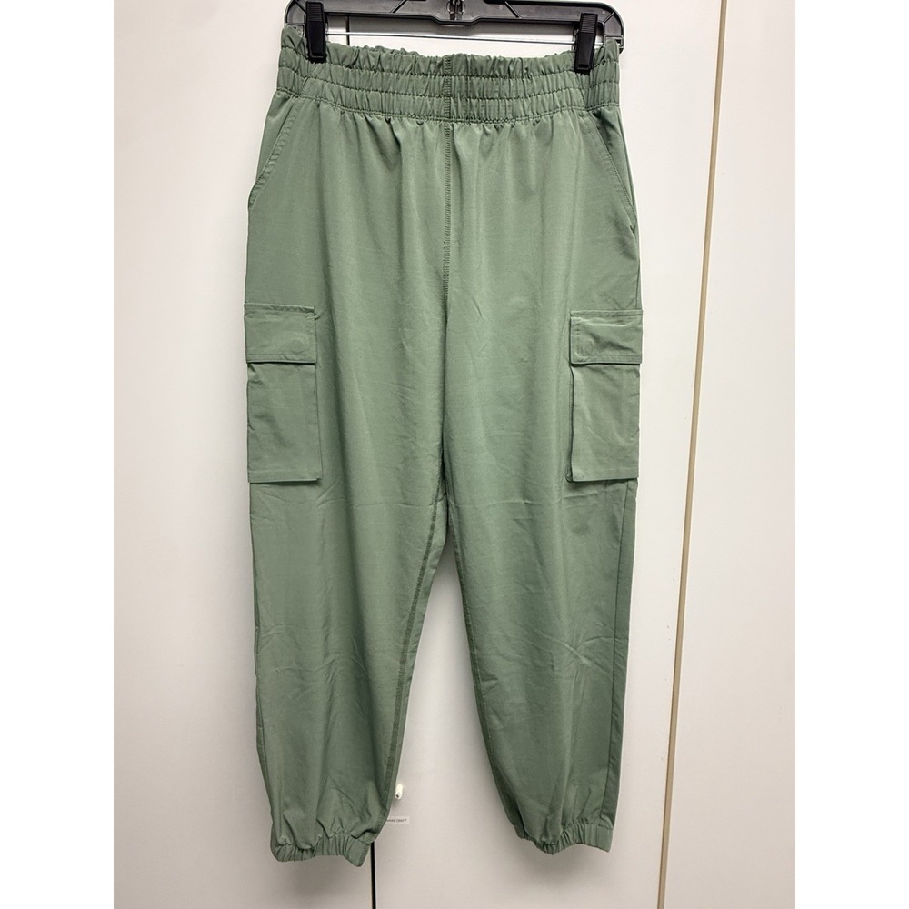 Fabletics Unisex Green Cargo Jogger Pants Medium Drawstring Elastic Waist gym